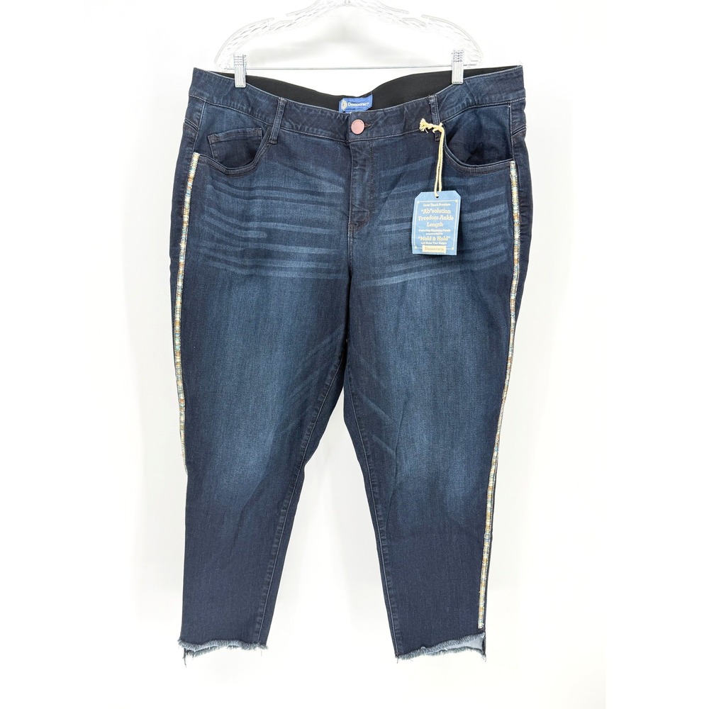 Democracy Ab Solution Ankle Jeans Womens 24W Blue Sequin Boho Glam Western Curvy